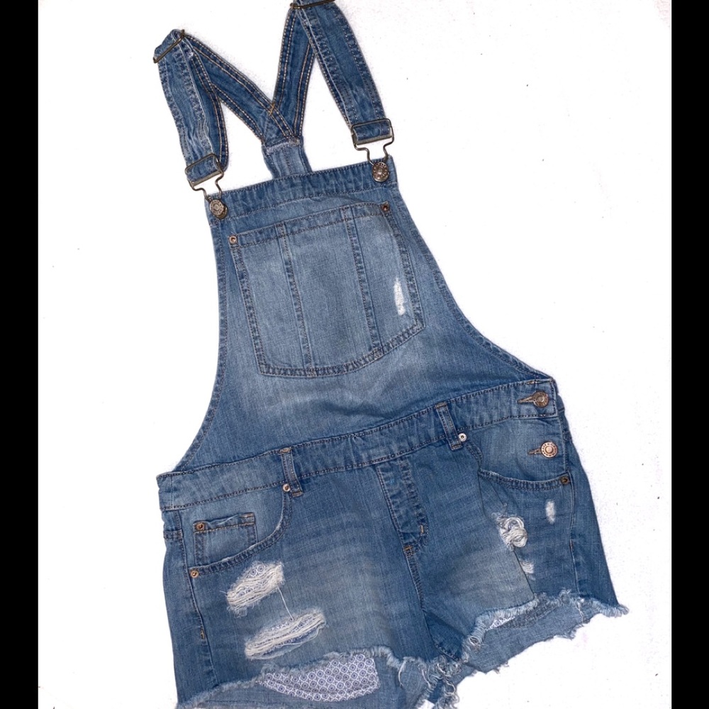 Garage Blue denim Overall shorts